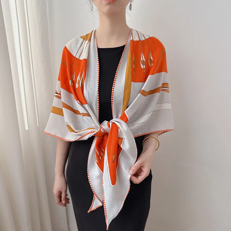

New style herringbone velvet orange large scarf women,-long version246x62Hand-rolled shawl with bow and