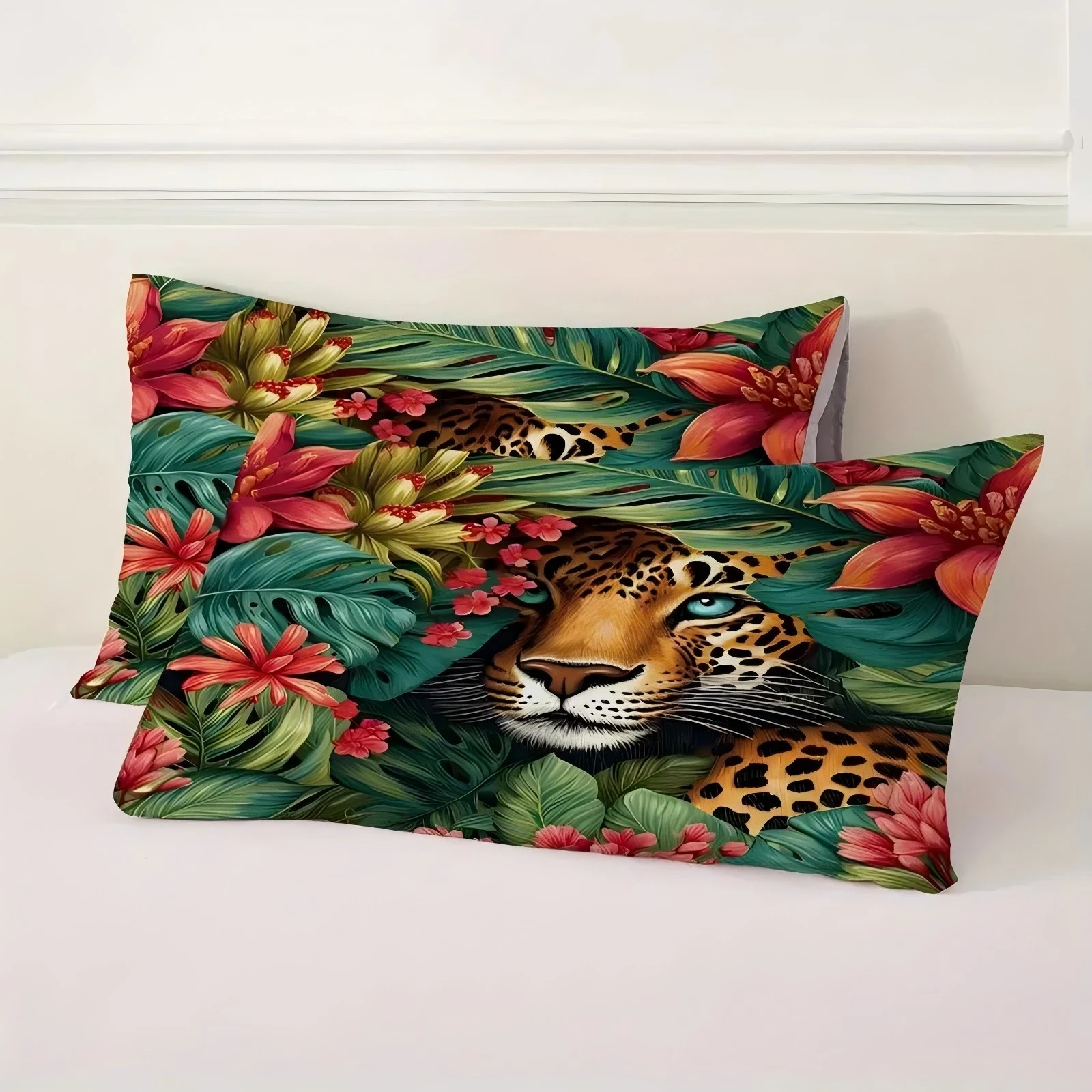 Tropical Green Leaf Leopard Pattern 3d Print Bedding Set Luxury Home Textile Quilt Cover Soft Comfortable Duvet Cover Pillowcase