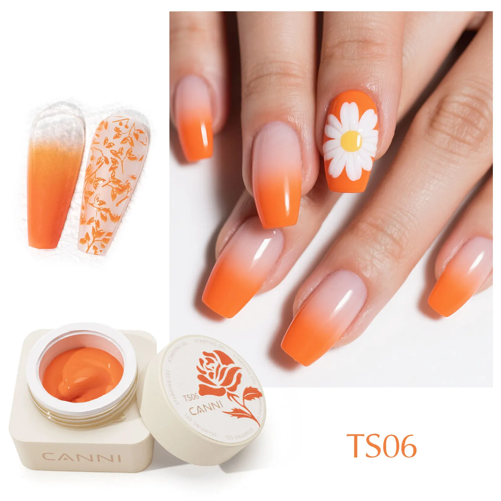 CANNI Stamping GEL Kit การออกแบบเล็บไล่โทนสีครีมจิตรกรรมเจล Fast Transfer การวาดภาพเล็บใช้งานง่ายเล็บฝรั่งเศสใหม่ผู้เรียนชุด