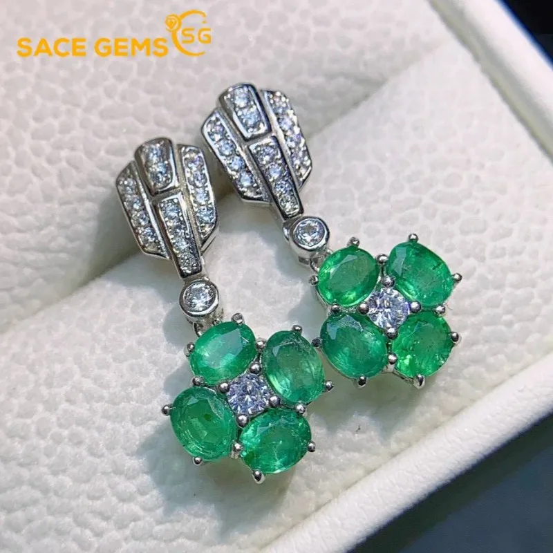 

SACEGEMS модные серьги-капли для женщин, стерлинговое серебро 925 пробы 3*4 мм, серьги-гвоздики с натуральным изумрудом, свадебная вечеринка, ювелирные изделия, подарок