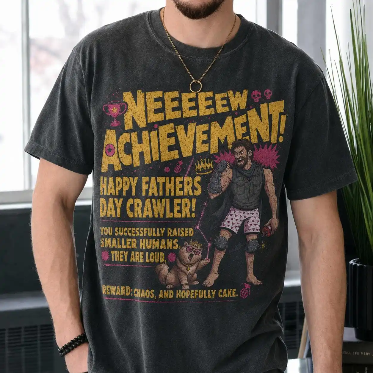 Dungeon Crawler Carl Fathers Day Shirt, Dad Achievement Tee, Funny LitRPG Dad Gift, DCC Fan Gamer Book Style Achievement Gift