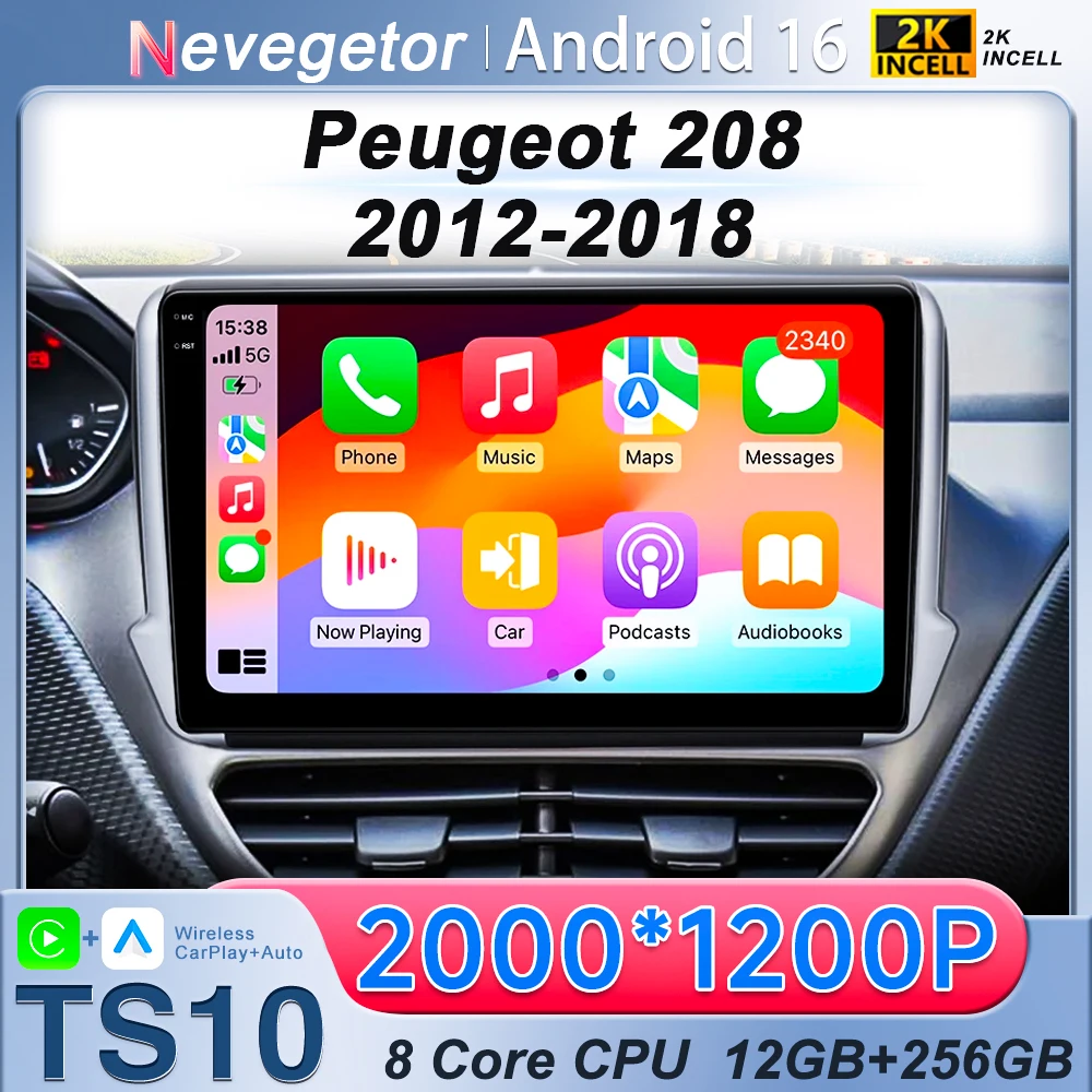 

Android 13 Qualcomm Snapdra для Peugeot 2008 208 серий 2012 - 2018 мультимедийный стерео автомобильный GPS-плеер навигация GPS радио без DVD