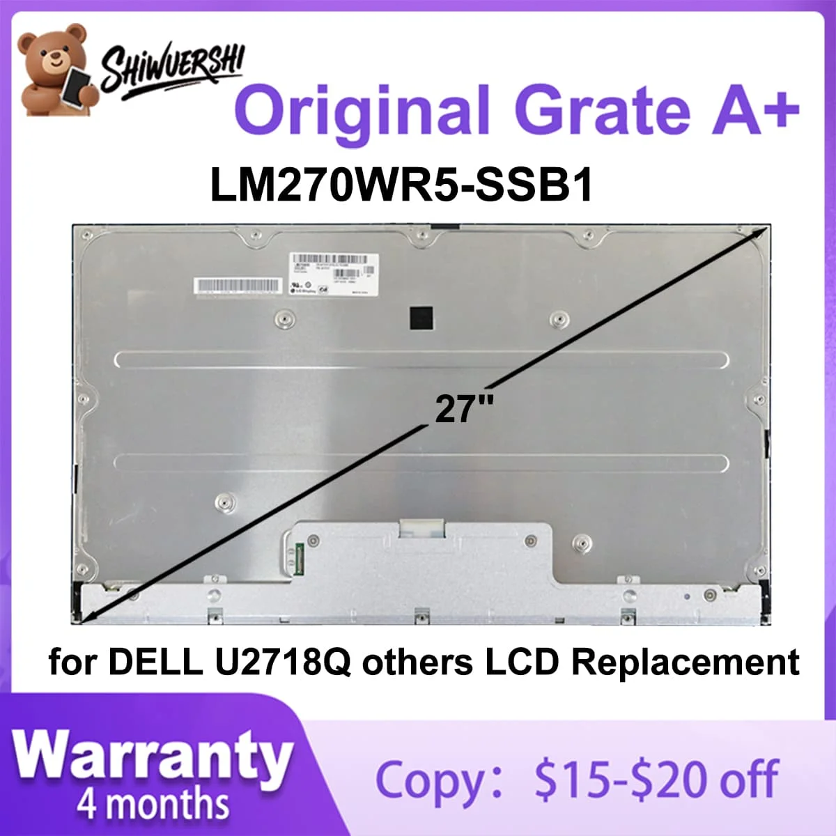 

27 "Новый оригинальный ЖК-экран LM270WR5-SSB1 LM270WR5 SSB1LM270WR5 (SS)(B1) IPS UHD 3840*2160 Подходит для DELL U2718Q
