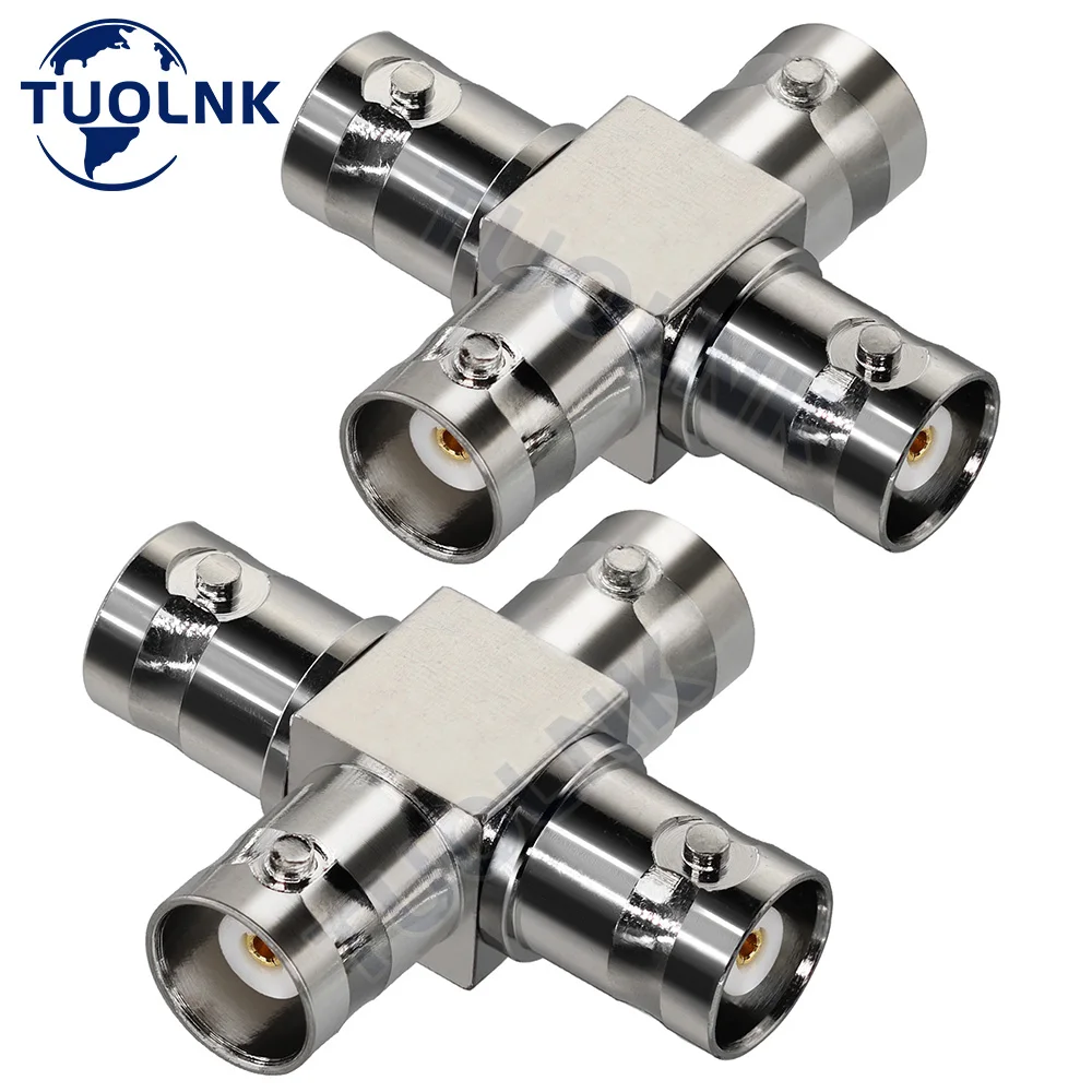 4 Way Splitter Adapter  BNC Female to Triple 3 Way BNC female 4 Way Type RF Video Coaxial Connector for CCTV Camera Q9