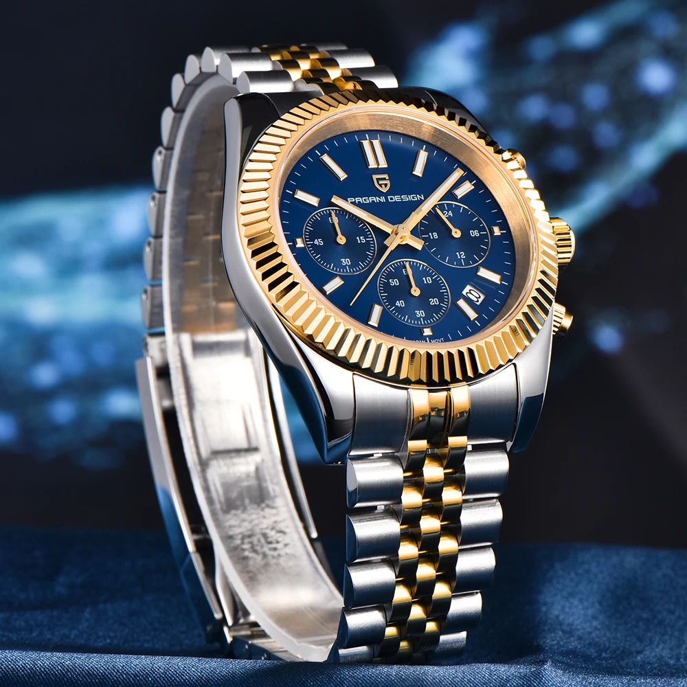 PAGANI DESIGN New 40MM Men'S Quartz Watch Japan VD53 Sapphire Stainless Steel Waterproof Luminous C3 Wristwatch with Date