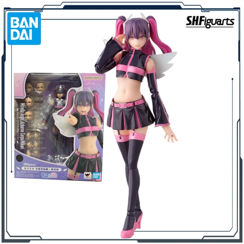 Bandai original shf série abrangente anjos airbornei lilisha/mikali tachibana anime figura de ação brinquedo modelo presente para meninos