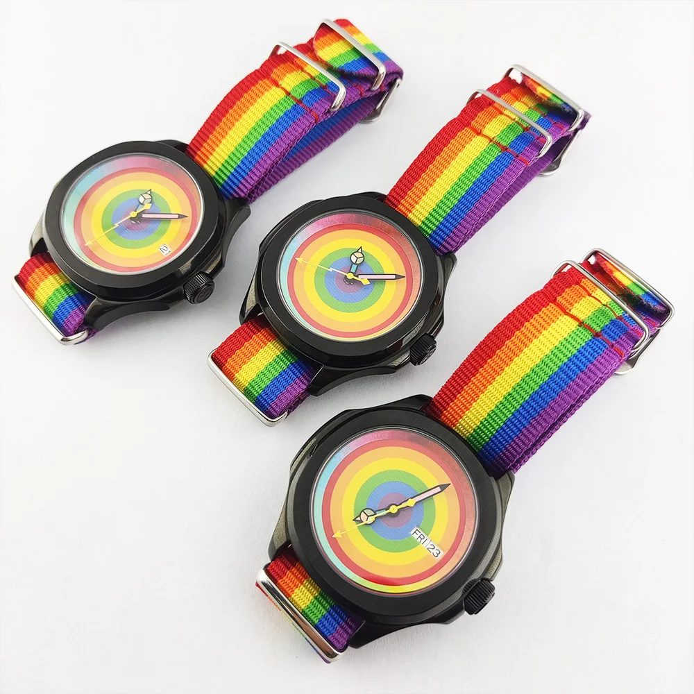 44 mm NH herenhorloge Creatief regenboog 35 horloge Roestvrij staal saffierglas 36 horloges voor heren 36/35 Automatisch uurwerk