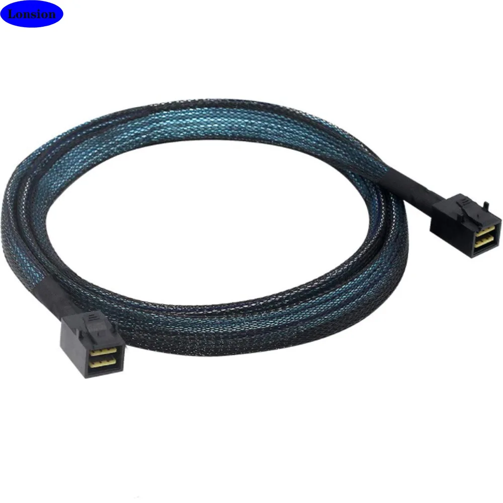 Mini SAS HD SFF-8643 to SFF-8643 angled cable 0.5m