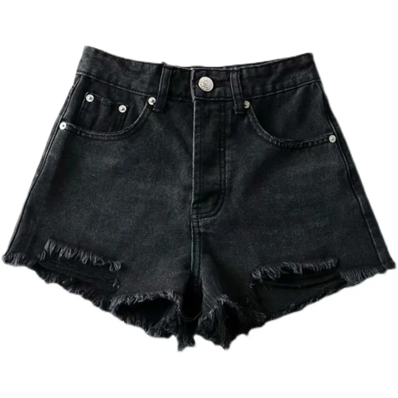 

High Waist Tassel Frayed Vintage Waed Denim orts Women's Faion Summer 202 Slimming Effect Straight Leg ort Pants