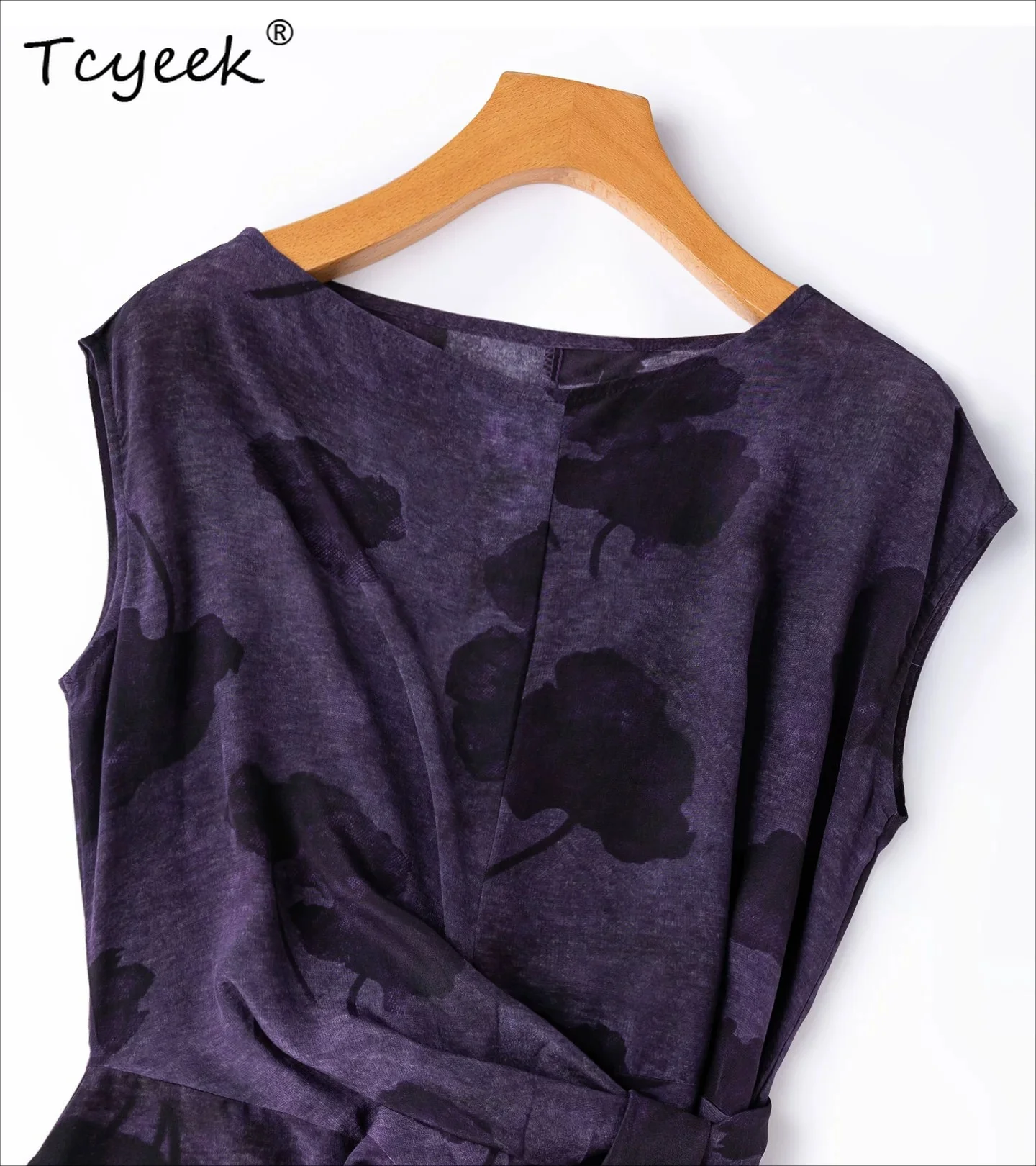 Tcyeek 100% Real Mulberry Silk Party Dress Womens Dresses Elegant Fashion Summer Dress Female Clothing Split Long Платье 2026