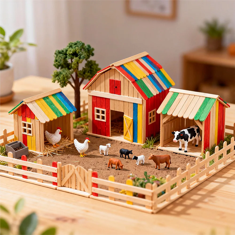 ไม้แท่งสำหรับงาน DIY 50/100 ชิ้น วัสดุก่อสร้างบ้านจำลอง ไม้ธรรมชาติ สำหรับงานฝีมือและเครื่องมือคนผสม