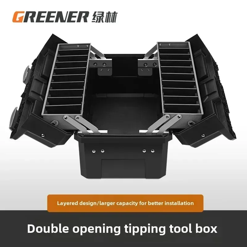 Green Forest Large Three-Layer Foldable Toolbox Multi-function Handheld Maintenance Art Storage Box Electrician A