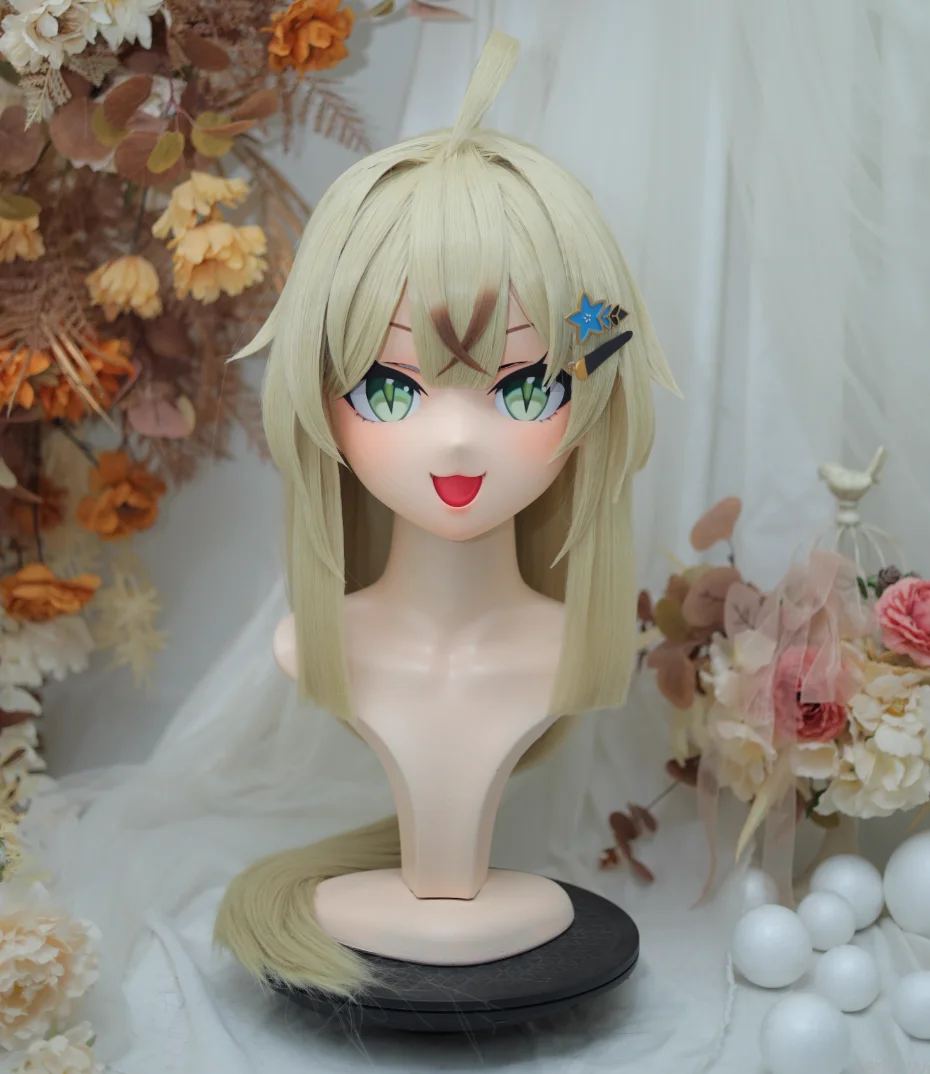 (NFD36--18)Customize Full Head With Lock Pretty Female/Girl Japanese Animego Character Kig Cosplay Kigurumi Mask Crossdress Doll