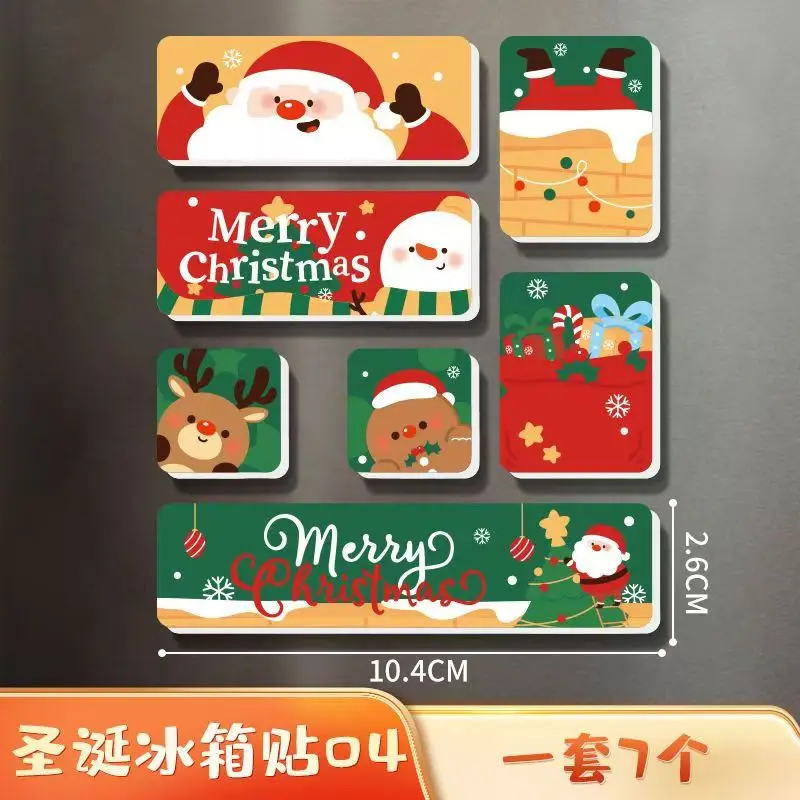 2025 Christmas Home Refrigerator Magnets Festival Decoration Supplies Cute Fridge Magnetic  Santa Claus Elk Magnetic Stickers