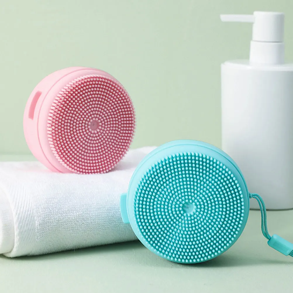 

Silicone Bath Pink Body Bath Washing Brush Brush Shower Scrubber Portable Washing Tool Bathing Scrubber with Soap Box