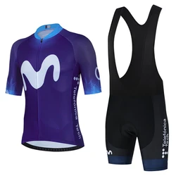 Breathable Anti-UV Summer Movistar Team Cycling Jersey Set Sport Mtb Bicycle Jerseys Men's Bike Clothing Maillot Ciclismo Hombre