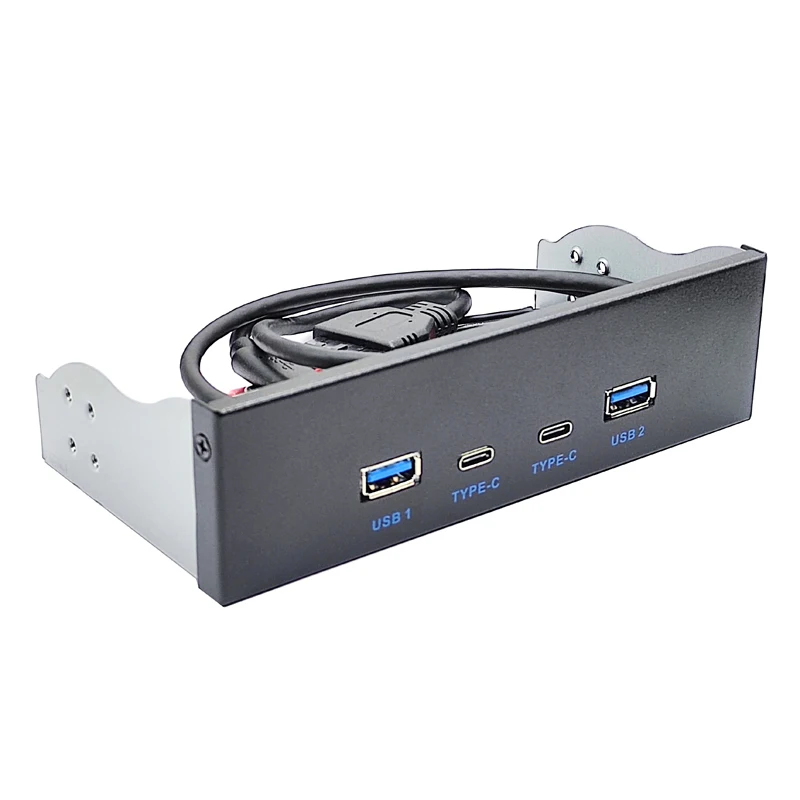 USB 3.0 Front Panel for PC 2Port USB TYPE C + 2Port USB3.0 HUB Adapter GL3523 Chip USB 3.2 Gen1 5Gbps for 5.25\