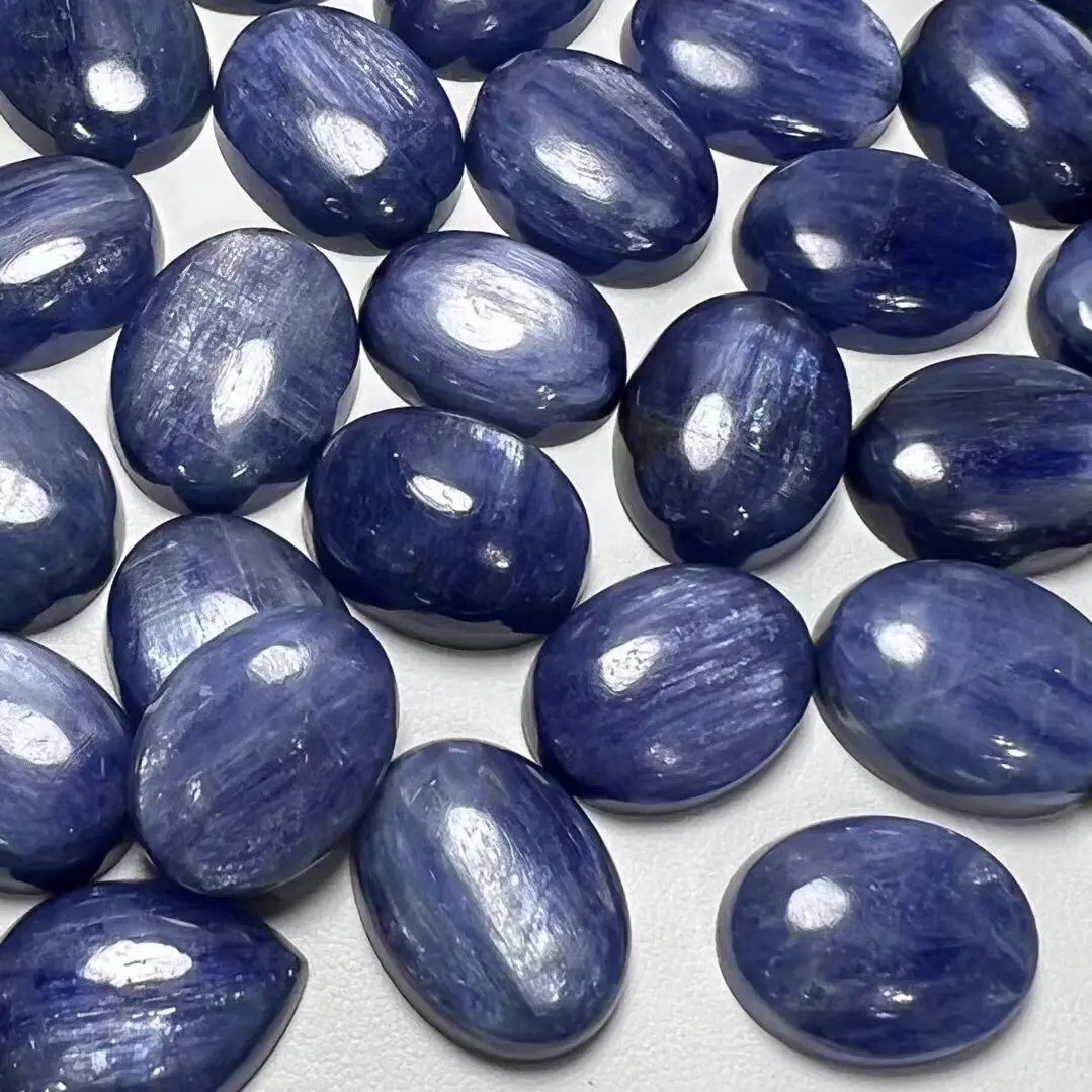 1 Pc Fengbaowu Natural Kyanite Oval Cabochon Jewelry Making For Ring Earring Pendant Crystal Healing Stone DIY Accessories