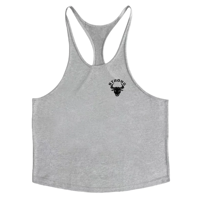Rompi Stringer Binaraga Pria – Tanpa Lengan untuk Kebugaran dengan Cetakan Bertuliskan 'STRONG', Tank Top Pembentuk Otot untuk Gym dan Kebugaran