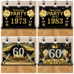 Glitter Gold Black Balloon Birthday Photography Background 50th 40th 30th Adult Birthday Party Customized Backdrop Party Decor