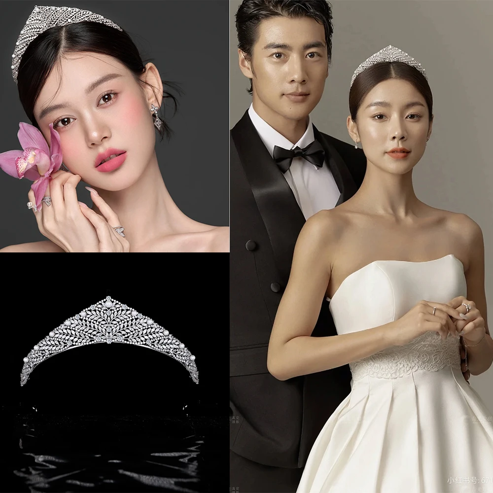 

Himstory кубический цирконий жемчужная корона для волос для женщин подарок на день рождения диадема невесты диадемы классическая повязка на голову свадебные аксессуары для волос