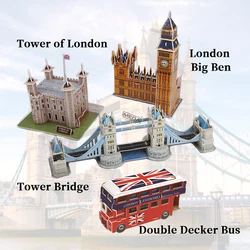 3D Paper Puzzles Toys London Big Ben Jigsaw Statue of Liberty Worlds Famous Building Construction 3D Puzzle Kids Birthday Gift