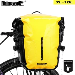 Rhinowalk Bike Side Bag Waterproof Pannier Bag 7-10L Portable Cycling Rear Seat Storage Bag Fit MTB Bike Riding Luggage Carrie