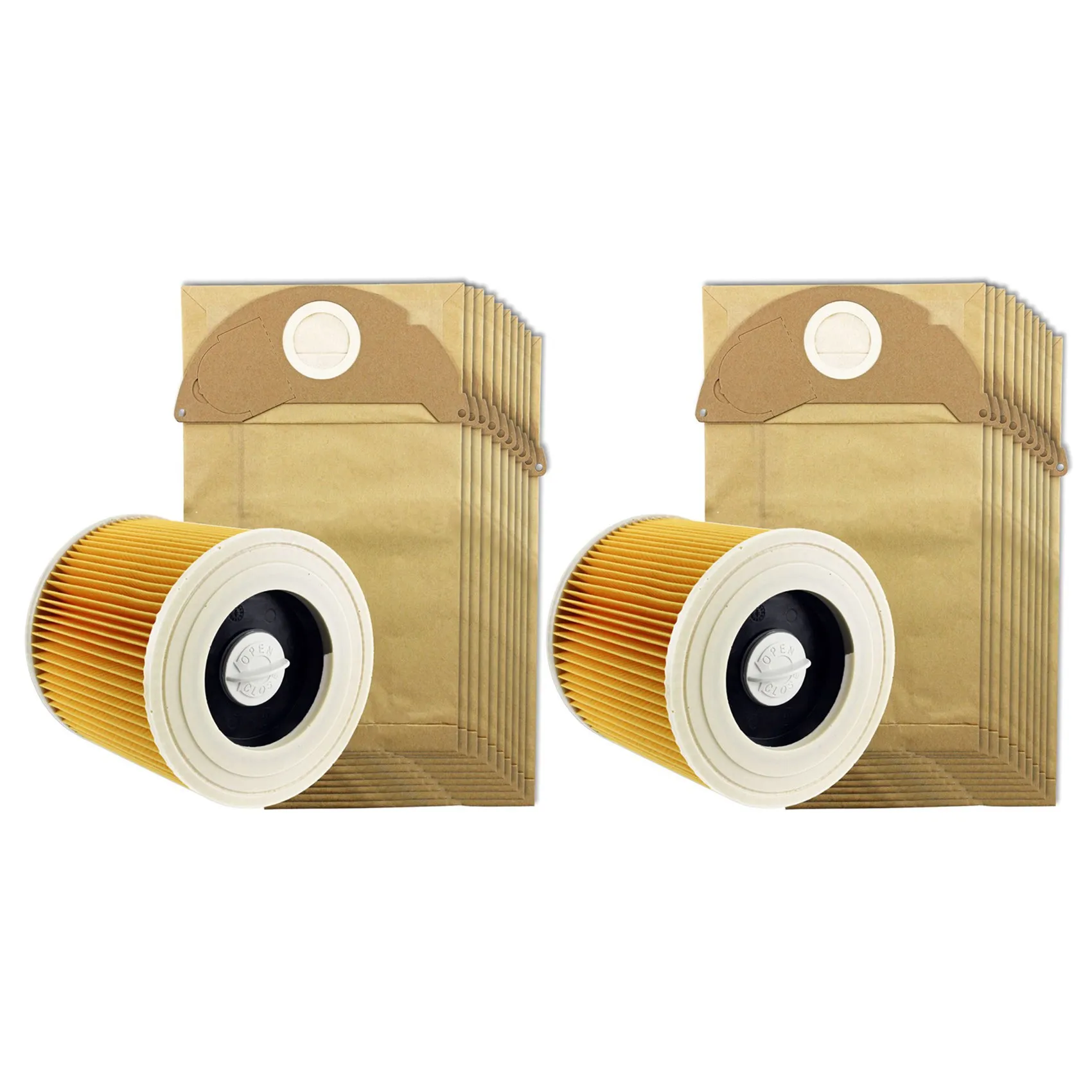 

B02C-2X For Karcher Wet&Dry Wd2 Vacuum Cleaner Filter And 20X Dust Bags