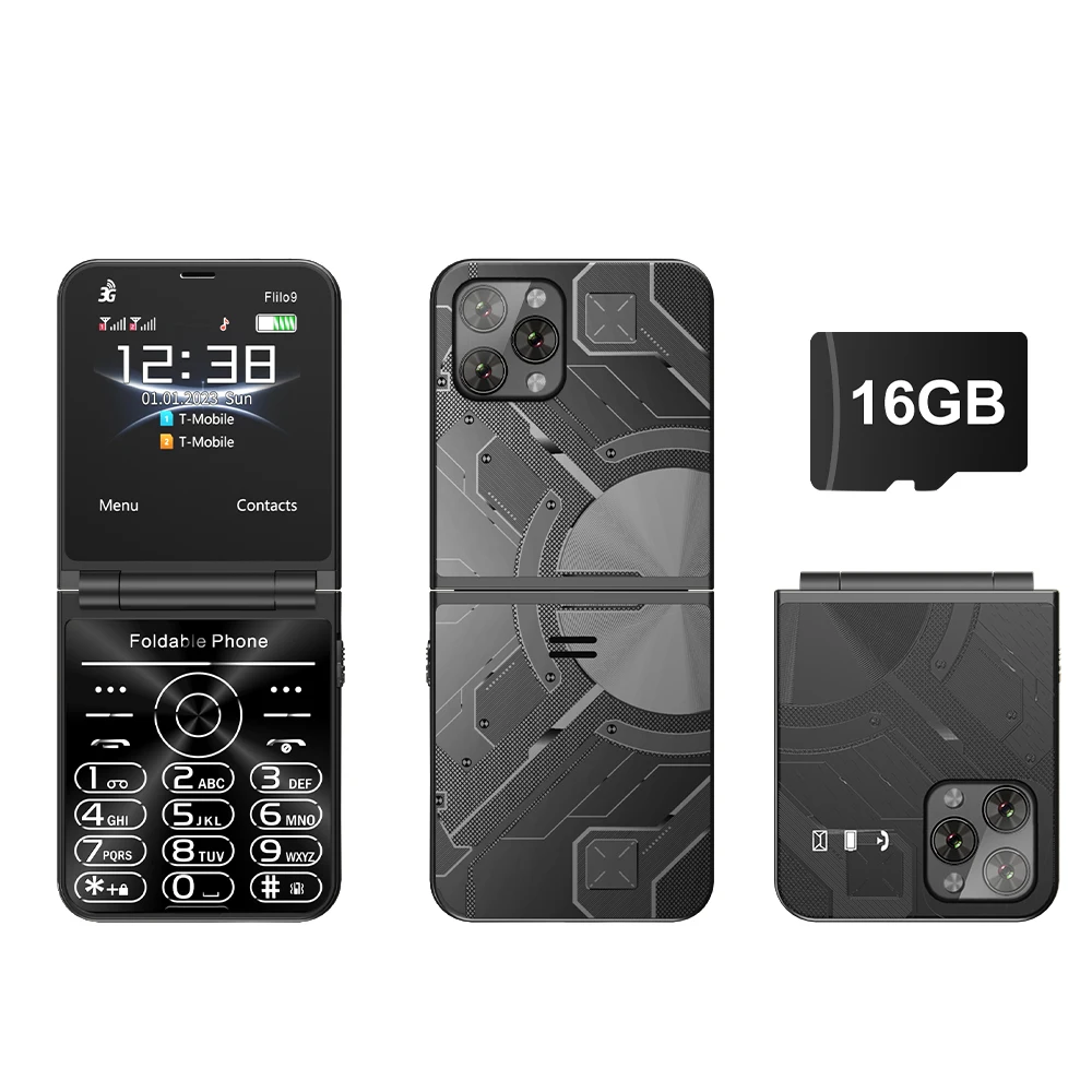 SERVO Flilo9 3G Mobiele telefoon Dual SIM Standby Oproep Opname Snelheidsknop FM-radio Blacklist Zaklamp Opvouwbare knop Mobiele telefoons
