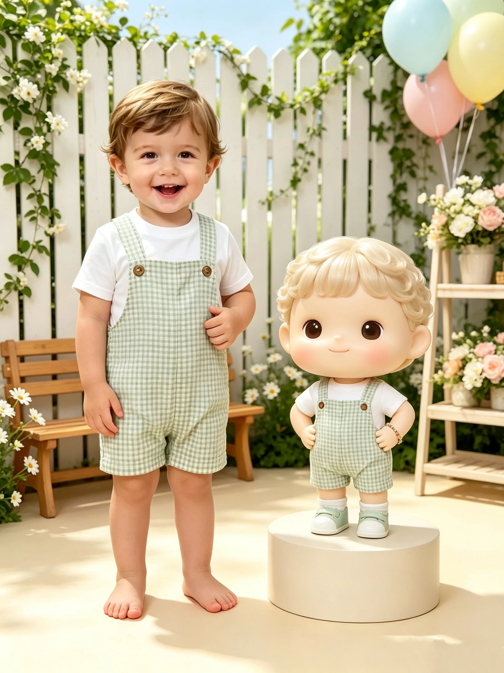 Little Girls Plaid Button-Up Sleeveless Jumpsuit Set with Thick Shoulder Straps Children's Clothing Top And Shorts Outfit for Ba