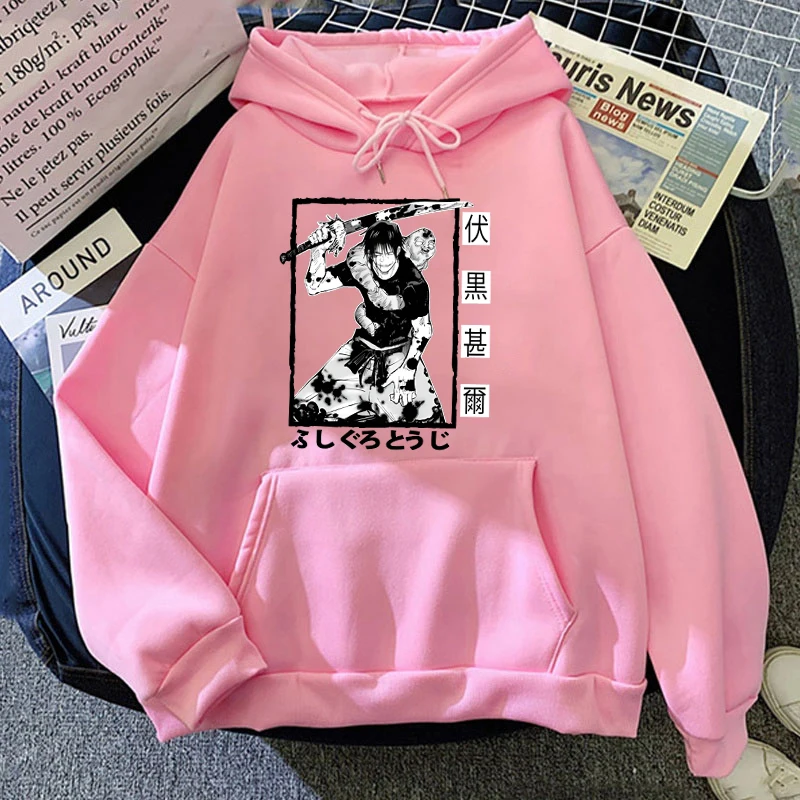 New Anime Fushiguro Toji Print Hooded Fashion Women Girl Sweatshirt Long Sleeve Casual Tops Harajuku Animation Casual Sports