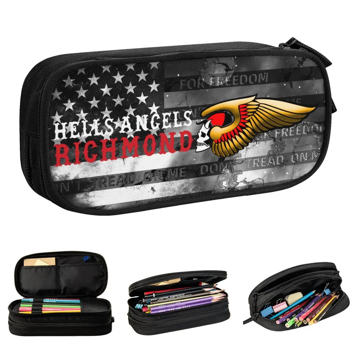 Hells Angels Motorcycle Club Pencil Cases Pen Box Bag Student Large Storage Office Cosmetic Pencilcases