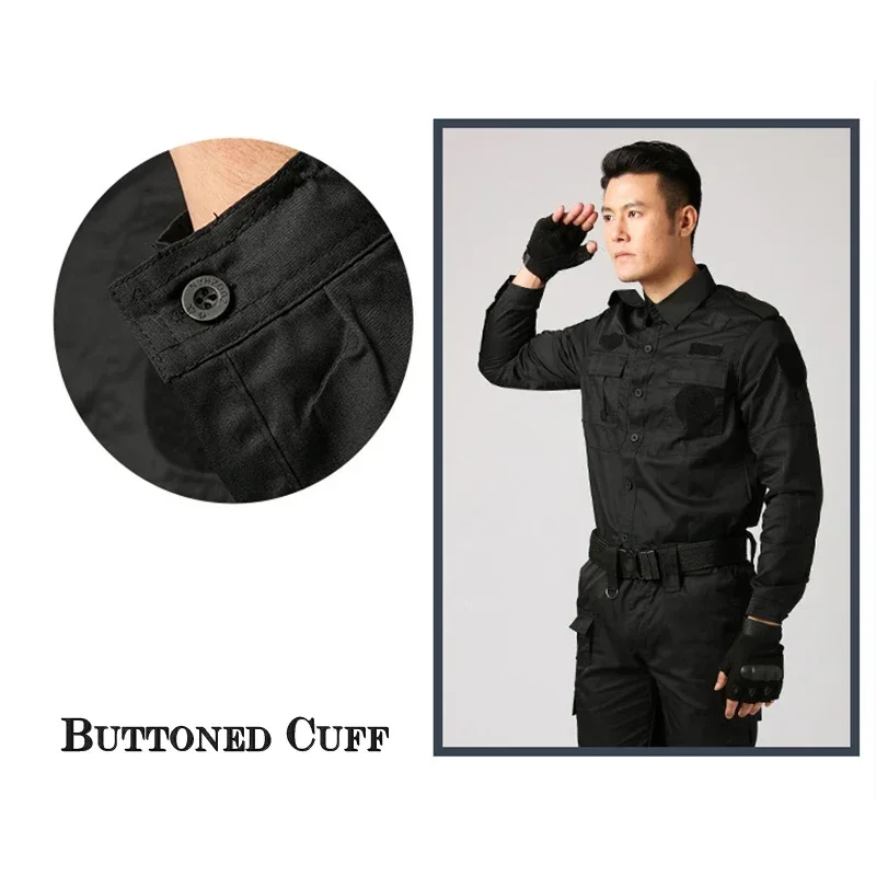 Uniforme militar táctico negro, ropa del ejército, Protector de seguridad, taller de entrenamiento al aire libre, manga corta, manga larga, verano y otoño