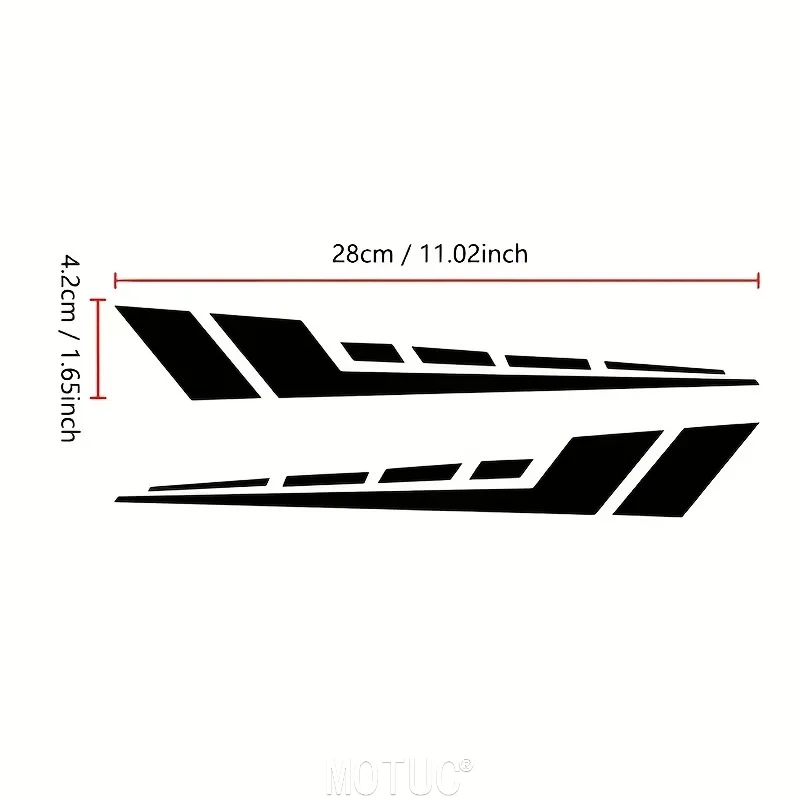 2Set Sporty Side Stripe Motocycle Vinyl Decal Waterproof Self-Adhesive for Side Profile Fairing Fuel Tank Car Door Side Skirt