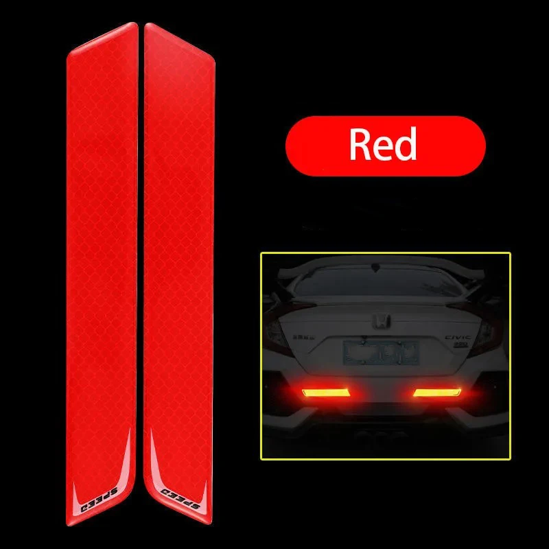 2pcs Car Bumper Reflective Strips Car Stickers Decal Warning Reflective Tape Strips Auto Reflector Stickers Safety Mark Upgrade