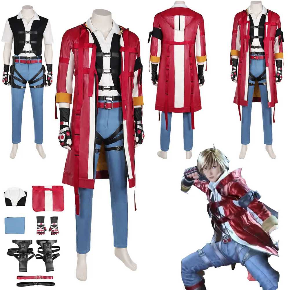 Fantasia Game Tekken 8 LEO Cosplay Costume For Adult Male Men Jacket Pants Disguise Outfits Halloween Carnival Role Play Suit