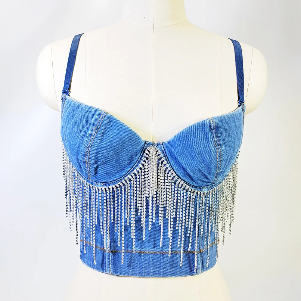 Cup Fishbone Corset Short Tassel Chain Decoration Vest Style Camisole Tube Top
