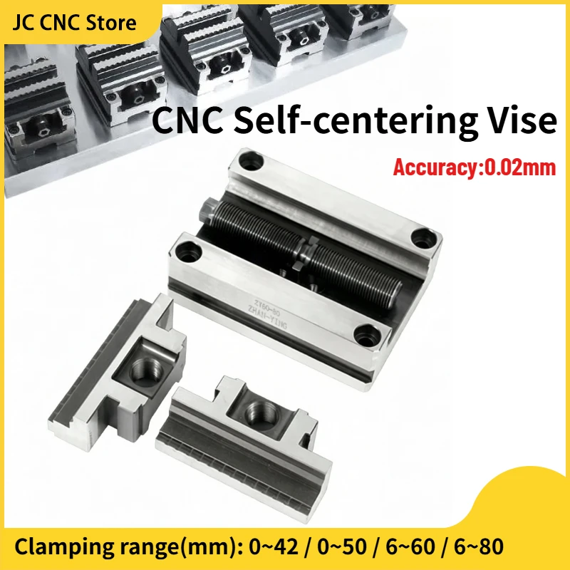 1pc CNC Self-Centering Vise ZY60-80 ZY70-100 Soft claws/Flat Nose for 4th/5th Axis Rotary Table | CNC Machining Center Fixture