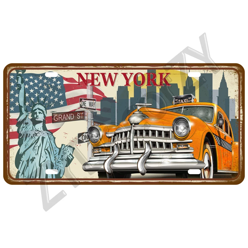 Tinplate Plate City State Tin Sign Famous City Plaque Landmark Metal Sign Wall Decor Garage Bar Pub Club Hotel Cafe Kitchen Home