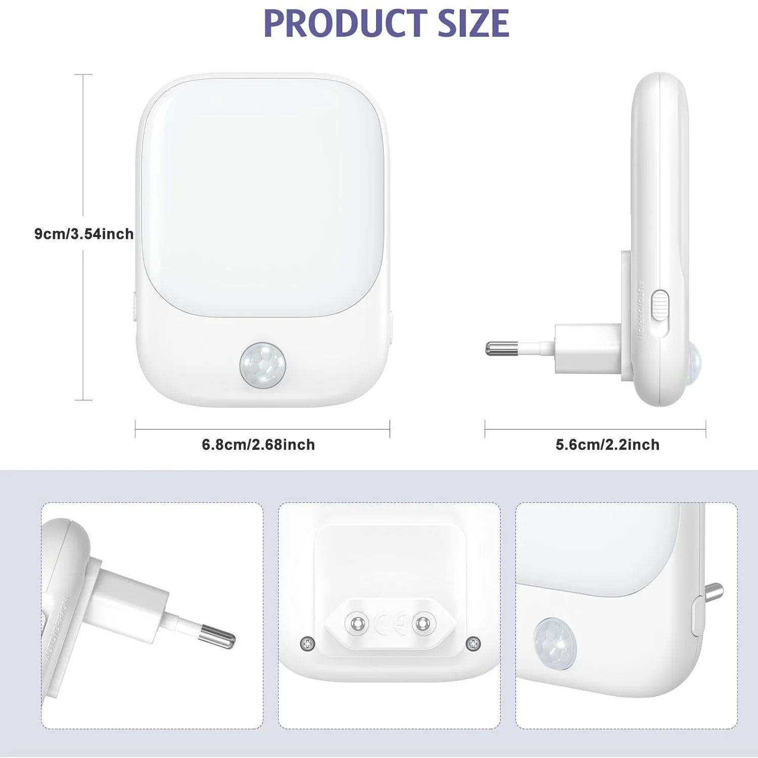 1pc/2pcs/4pcs/10pcs Smart LED Night Light with Sensor, Adjustable Brightness, Motion Sensor Night Light, Warm White