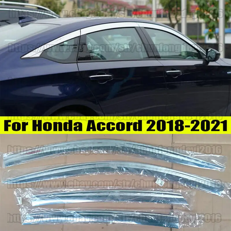 

for Honda Accord 2018-2021 Chrome ABS Window Visor Vent Shades Sun Rain Guard 4PCS car accessories