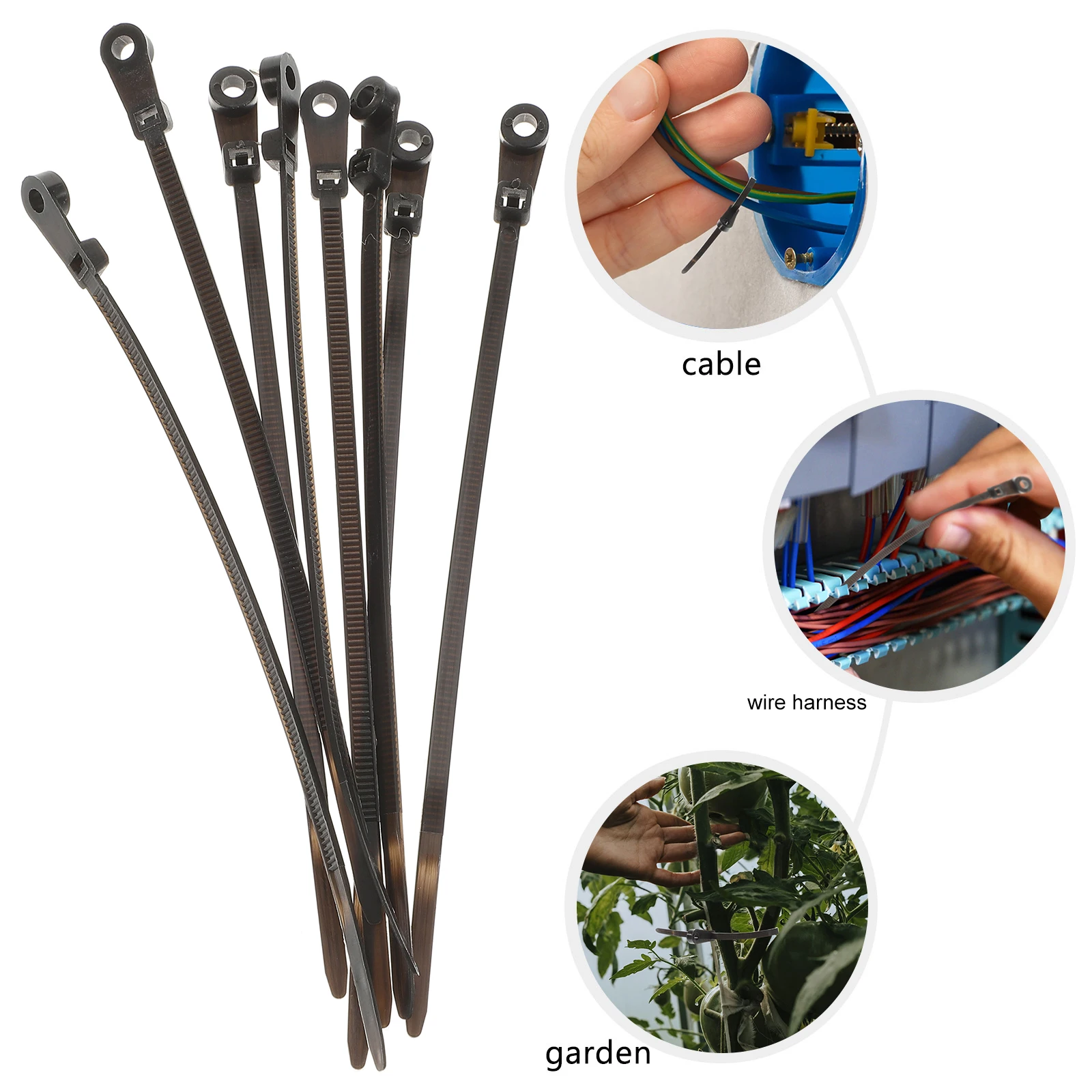 

100pcs Self-Locking Cable Zip Ties High Grade Nylon Durable Reusable For Indoor Outdoor Underground Binding Fixing With Screw