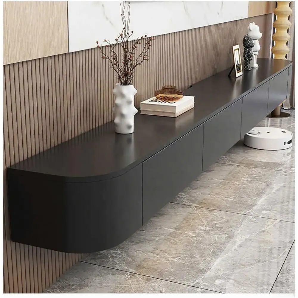 

Wall-Mounted TV Stand with Drop-Down Doors, Entertainment Center for Living Room, Media Room, 65-80 Inch TVs (Black, 78.7IN/200C
