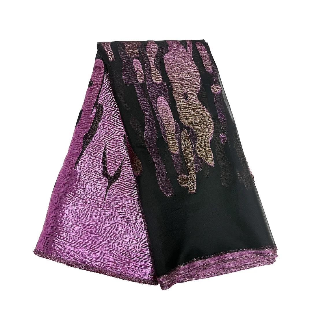 

Nigerian Damask Brocade Lace Material 5 Yard African Organza Lace Elegant Jacquard Brocade Net Fabric For Women Wedding Dress