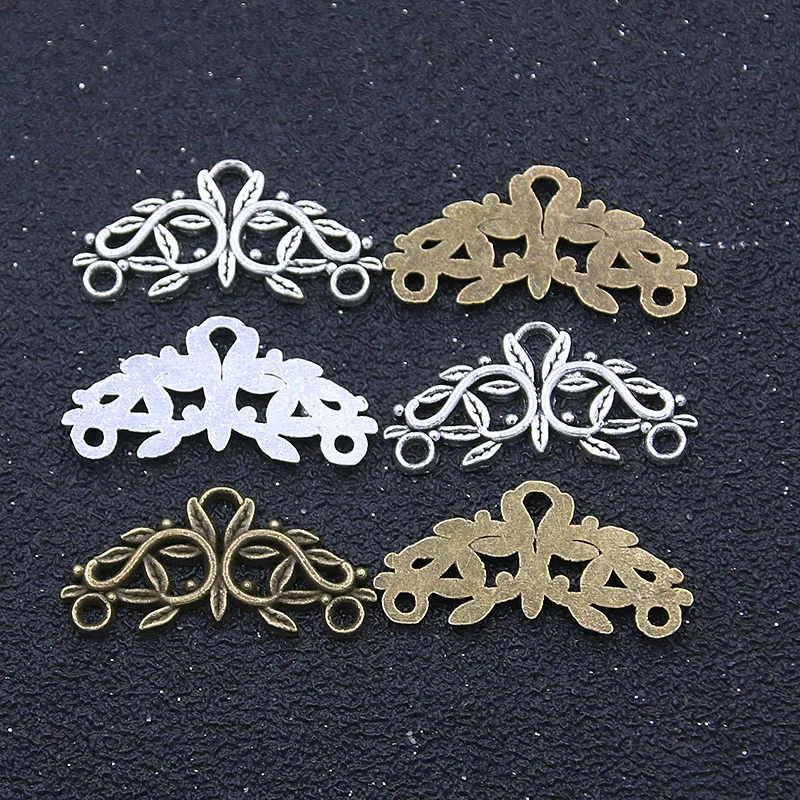 20Pcs 14*28MM 2 Color Zinc Alloy Hollow Charm Leaves Porous Retro Connectors Plant Linker DIY Jewelry Accessorie Marking