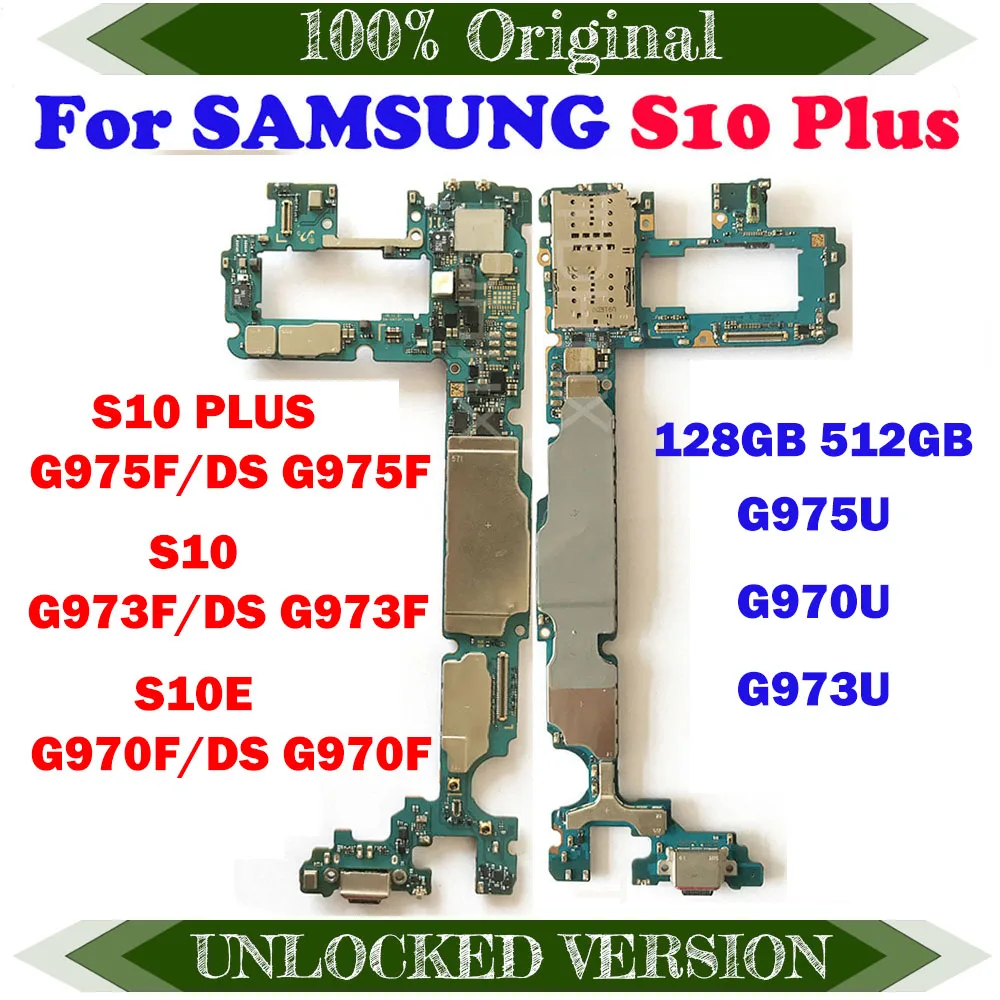 Go! For Samsung Galaxy S10 Plus G973F G973U S10 Plus G975F G975FD G975U S10E G970F G970U Logic Boards 128G 512G Unlock