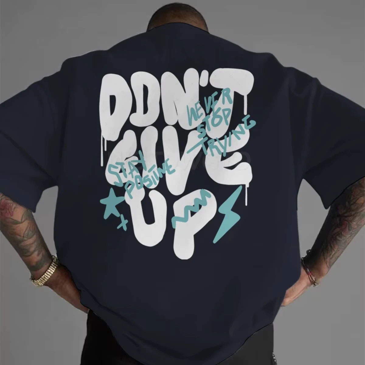 

Casual Streetwear Top Men's Sport Tees T-Shirt "Don't Give Up" T-Shirt Inspirational Tee Oversized Plus Size Tshirt