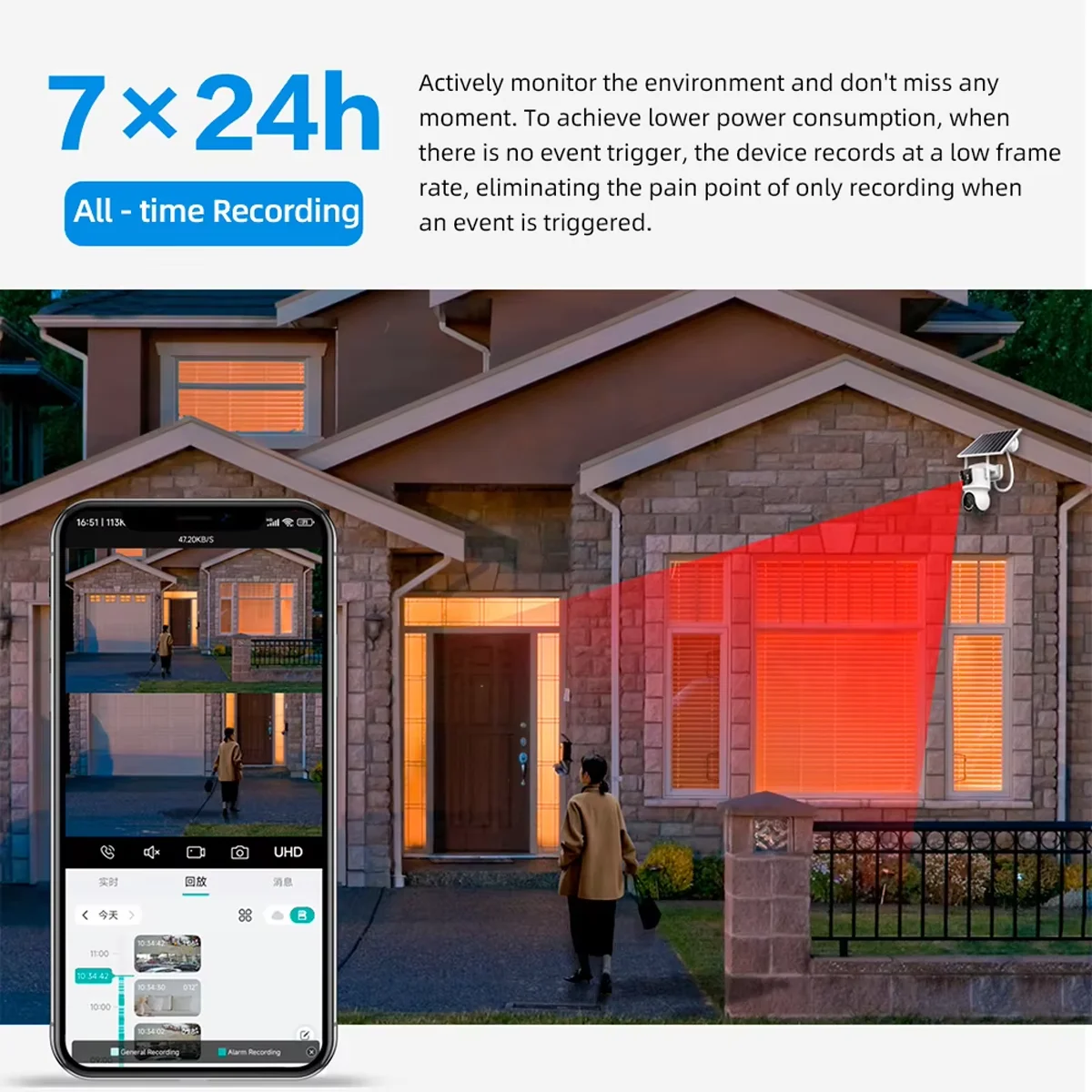Caméra solaire double objectif 4G 4MP : détection AI, 10 000 mAh, vision nocturne Starlight, audio bidirectionnel, 355 °   Rotation, SIM préinstallé