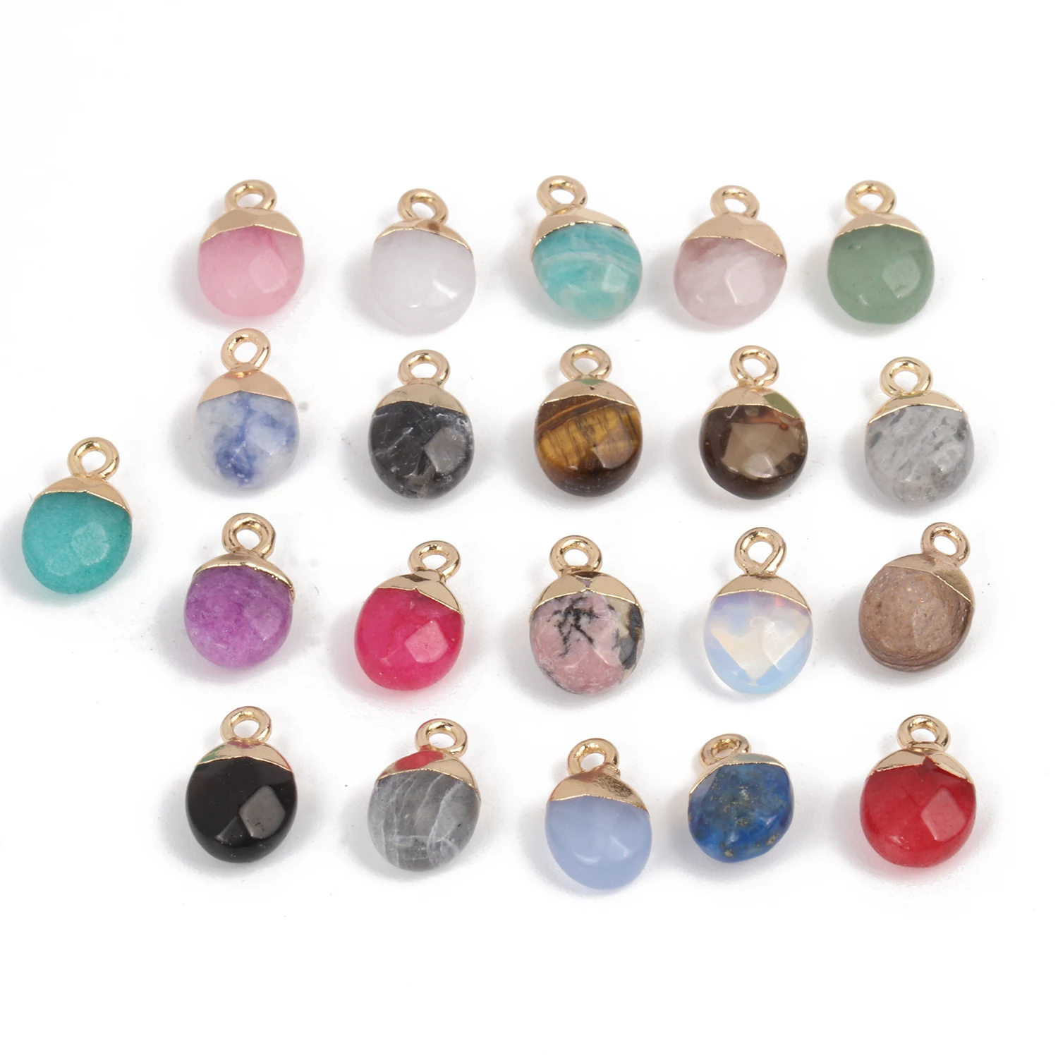 14x8mm Faceted Natural Stone Pendant Agate Jade Quartz Women Charms Jewelry Making For diy Handmade Necklace Accessory Wholesale