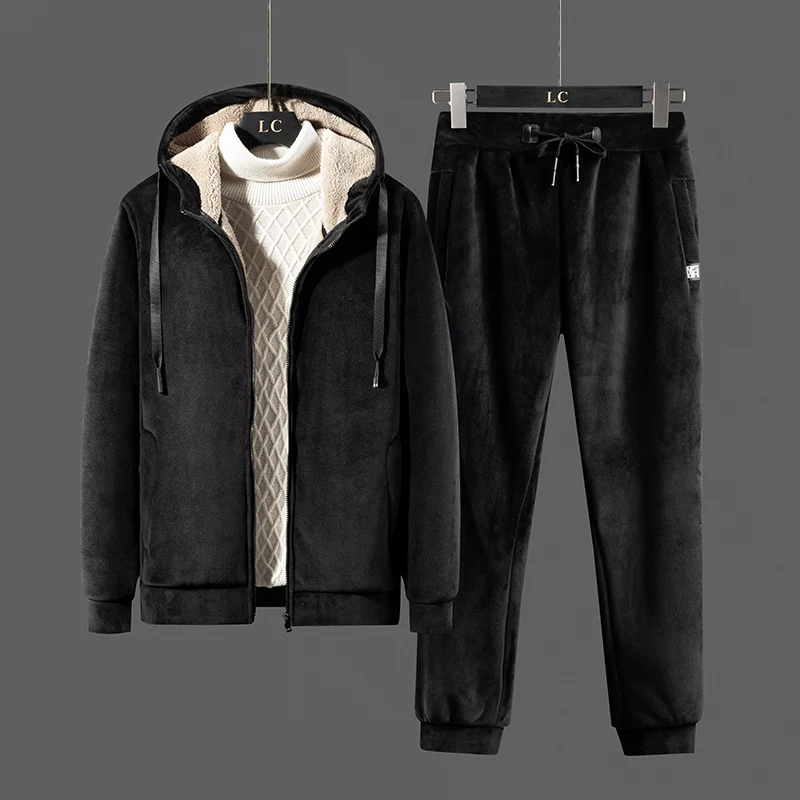 

Зимние теплые утепленные флисовые брюки для бега, мужские спортивные костюмы из овечьей шерсти, повседневные женские плюшевые толстовки с капюшоном, наряды